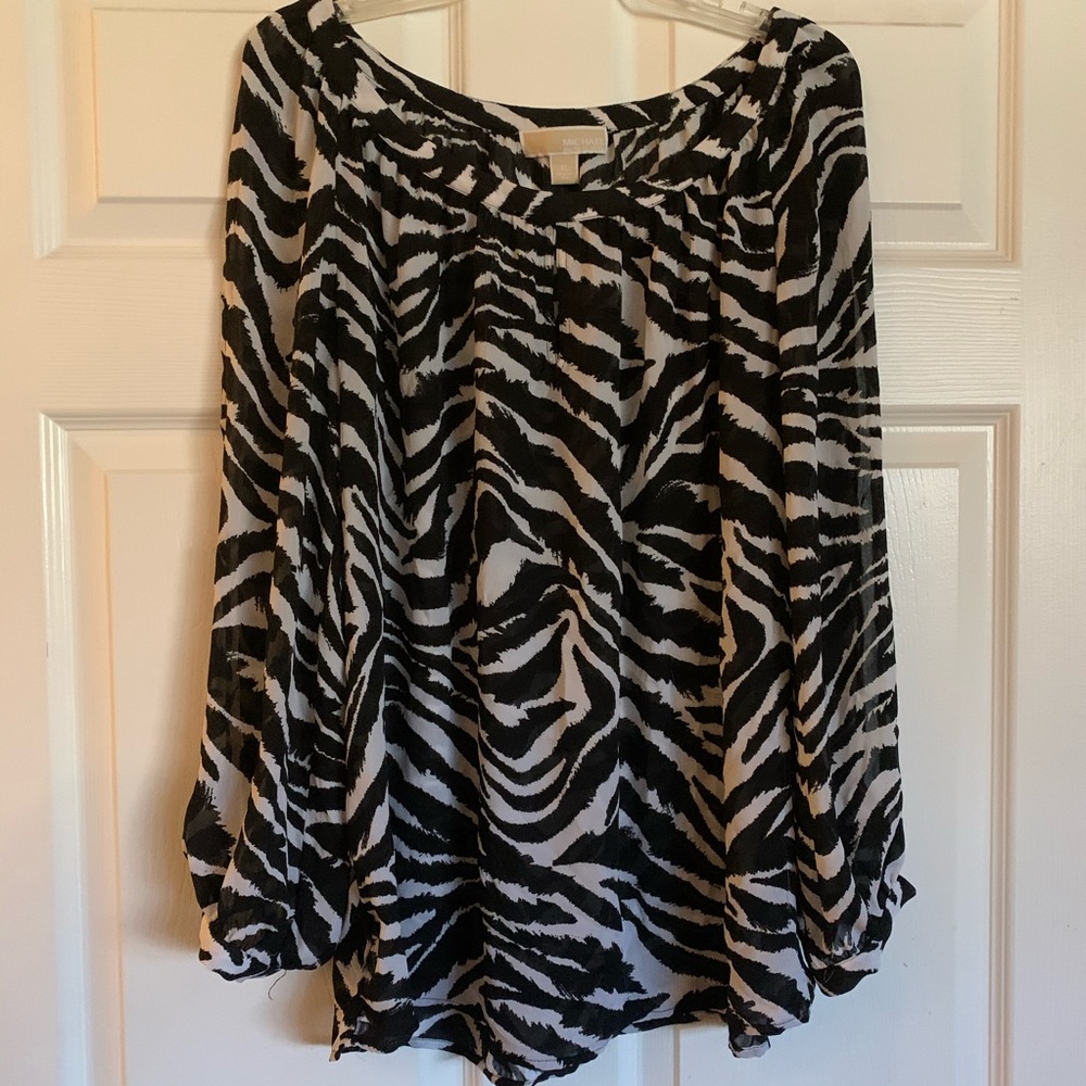 Michael Kors Zebra Long Split Sleeve XL Blouse